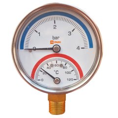 Термоманометр FADO SAFETY вертикальный Д80 1/2" T=120°С P=4 бар1